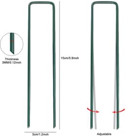 Ibenzoa® Verzinkte Groene U-vormige Grondankers voor Tuin- en Buitenprojecten, 100 Stuks — thumbnail 2