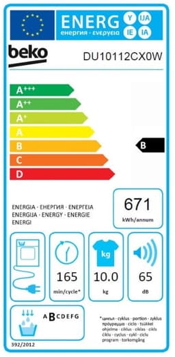 Beko DU10112CX0W wasdroger Vrijstaand Voorbelading 10 kg Wit — thumbnail 4