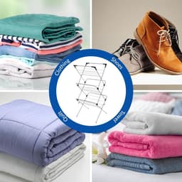 Heavy Duty premium kwaliteit gelegeerd staal 3-laags kleding luchtdroger - wasdroger waslijn paard indoor outdoor handdoekrek - 15 m droogruimte - antislip voeten - hoekruimtes voor hangers met snelle levering — thumbnail 5