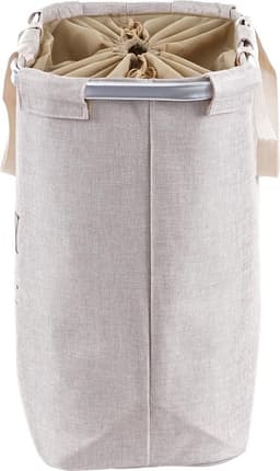 Wasmand MCW-C34, Wasmand met trekkoord Wasmand met trekkoord, 2 compartimenten Handgreep 54x52x32cm 89l ~ beige — thumbnail 2