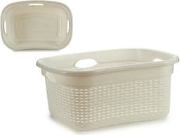 Wasmand - wit - kunststof - 42 x 63 x 26 cm - 25 liter - draagbare wasmand — thumbnail 3
