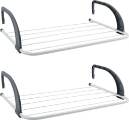 MSV Inklapbaar wasgoedrekje - 2x - klein droogrek - 3 meter waslijn - Ophangbaar - 34 x 51 cm - radiator/deur — thumbnail 1