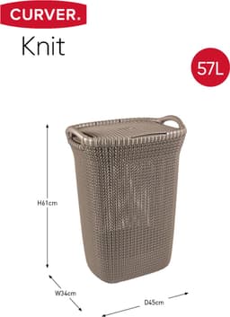 Curver Knit Wasmand met deksel - 57 l - set van 2 -Bruin — thumbnail 2