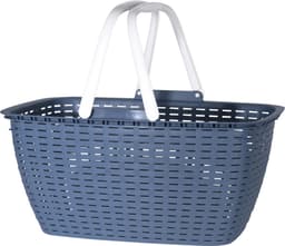 Wasmand met hengsels - blauw/wit - 26 liter - L43 x B30 x H21 cm - boodschappenmand — thumbnail 1