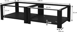Wasmachine verhoger, Wasmachine Onderstel Dubbele 63x54x32 cm met legplank in zwart ML design — thumbnail 2