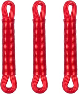waslijn - set van 3 - 20 meter - polyester draad - extra sterk - waslijndraad - rood — thumbnail 1