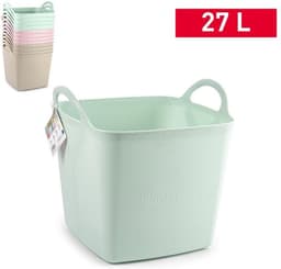 Plasticforte Kuip/emmer/wasmand - flexibel - lichtgroen - 27 liter - vierkant - kunststof - 36 x 34 x 37 cm — thumbnail 2