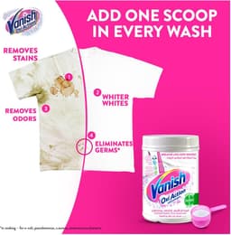 Vanish - Oxi Action - Crystal White - Witte Was Vlekverwijderaar - Whitening Booste Poeder - 940gram — thumbnail 4