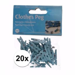 Mini knijpers blauw - 24x - Geboorte jongen - 2,5 cm - Kaartjes ophangen knijpertjes — thumbnail 4