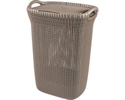 Curver Knit Wasmand met deksel - 57L - Bruin — afbeelding 1