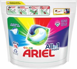 Ariel All-in-1 Pods Wasmiddelcapsules Color Clean & Fresh Air 74 stuks — thumbnail 1