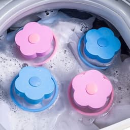 Vierdelige Waszak voor het Verwijderen van Dierenharen - Filter Mesh Bag voor de Wasmachine in Blauw en Roze — thumbnail 2