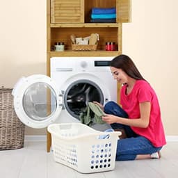 Bamboe wasmachinekast met lamellendeuren en planken - Opbergoplossing voor badkamer — thumbnail 2