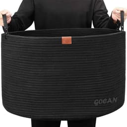 Grote Opbergmand - Katoenen Touw - Wasmand - Wasverzamelaar voor Plafond - Woonkamer Kussen - Kleding - Speelgoed in Kinderkamer - Diepte 56 cm x Hoogte 35,5 cm — thumbnail 2