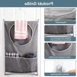 Hanging Laundry Basket met Zuignappen en RVS Deurhaken, Ideaal voor Kledingverzameling en Ruimtebesparing — thumbnail 5