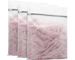 Waszakken - Wasnetten - 50*60cm - Bescherm je Wasgoed en Wasmachine - Packing Cubes - Travel Organizer - 3 stuks - voor Wasgoed (Sokken, Lingerie & T-Shirts) - Wit