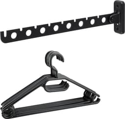 BSS® Wanddroogrek Inklapbaar – Wanddroger met 8 Kledinghangers – 180° Draaibaar en Opvouwbaar Droogrek van RVS – Wandkledingrek voor Balkon en Wasruimte — thumbnail 1