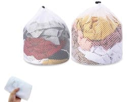 2 stuks - waszak - Waszak van mesh - Machinewasbare waszak - Draagbare waszak van mesh voor op reis - Kledingopbergtas met trekkoord - Kledingopbergtas - Opbergtas voor strandspullen - Geschikt voor thuis, studentenkamers, hotels en op reis