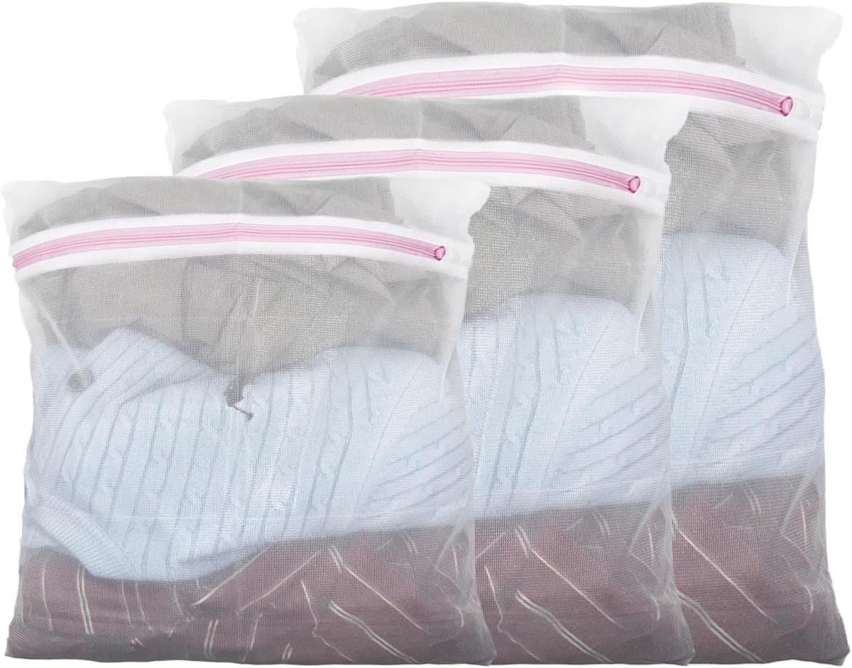 Waszakken set van 3, 40 cm - 60 cm, verschillende maten, beschermt delicate kleding, verborgen rits, zeer duurzaam en praktisch — afbeelding 1