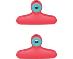 Zak Clips - Keuken Clips Plastic Clips - Zakken Sluiten - Brede Clips - 2 Stuks - Rood