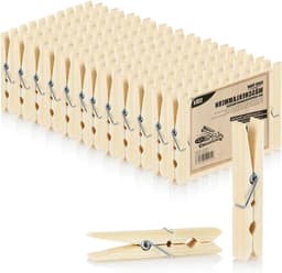 Wasknijpers Bamboe - Houten Clips - Was Ophangen - Duurzaam Materiaal - 120 Stuks - Natuurlijk — thumbnail 1