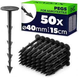 KADAX 50 stuks kunststof grondpennen – grondankers van 15 cm lang met een kopdiameter van 40 mm – grondankers voor het bevestigen van tuinvlies en onkruidvlies in de tuin — thumbnail 1