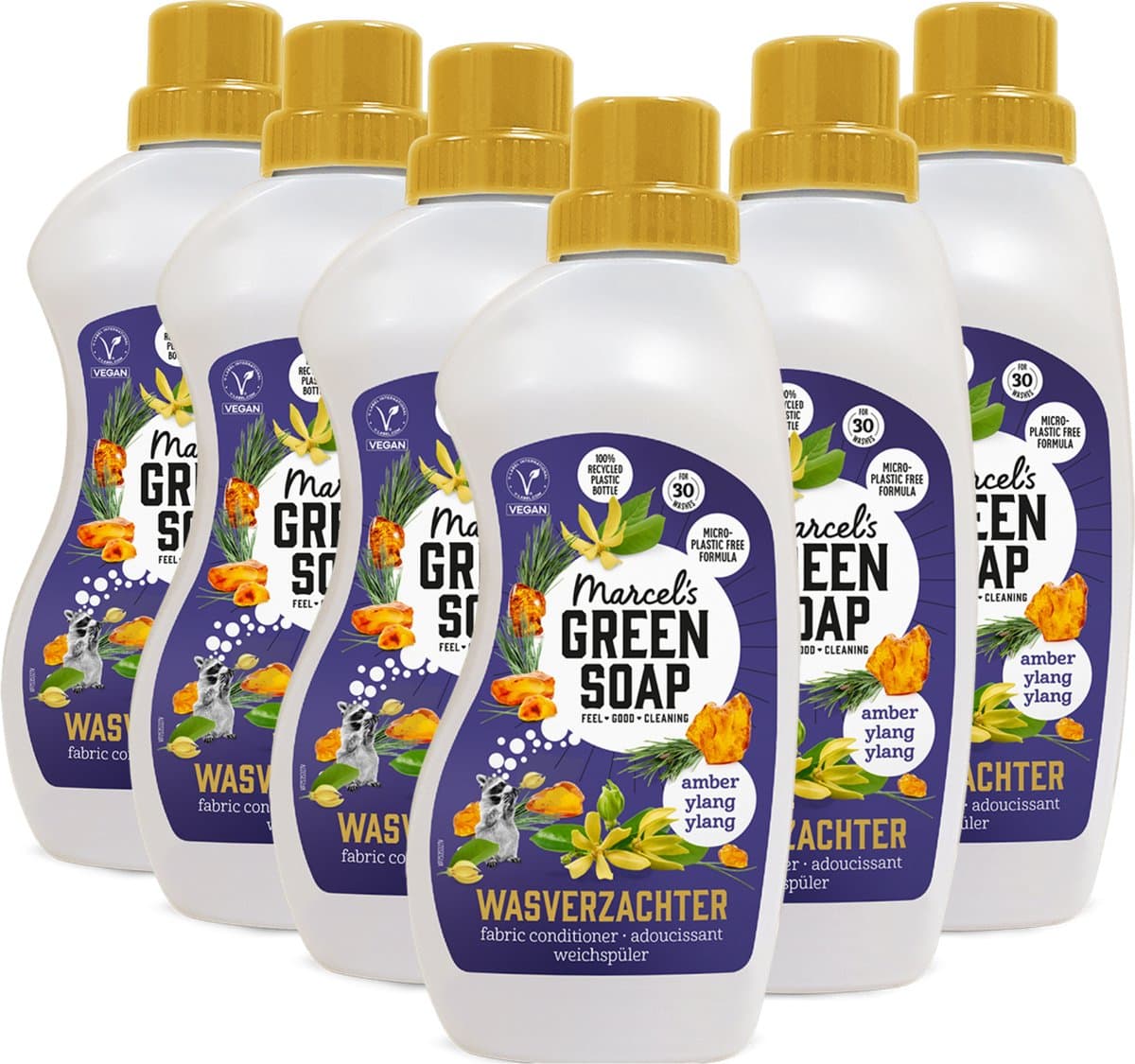 Marcel's Green Soap Wasverzachter - Amber & Ylang Ylang - 6 x 750ml - 180 wasbeurten — afbeelding 1