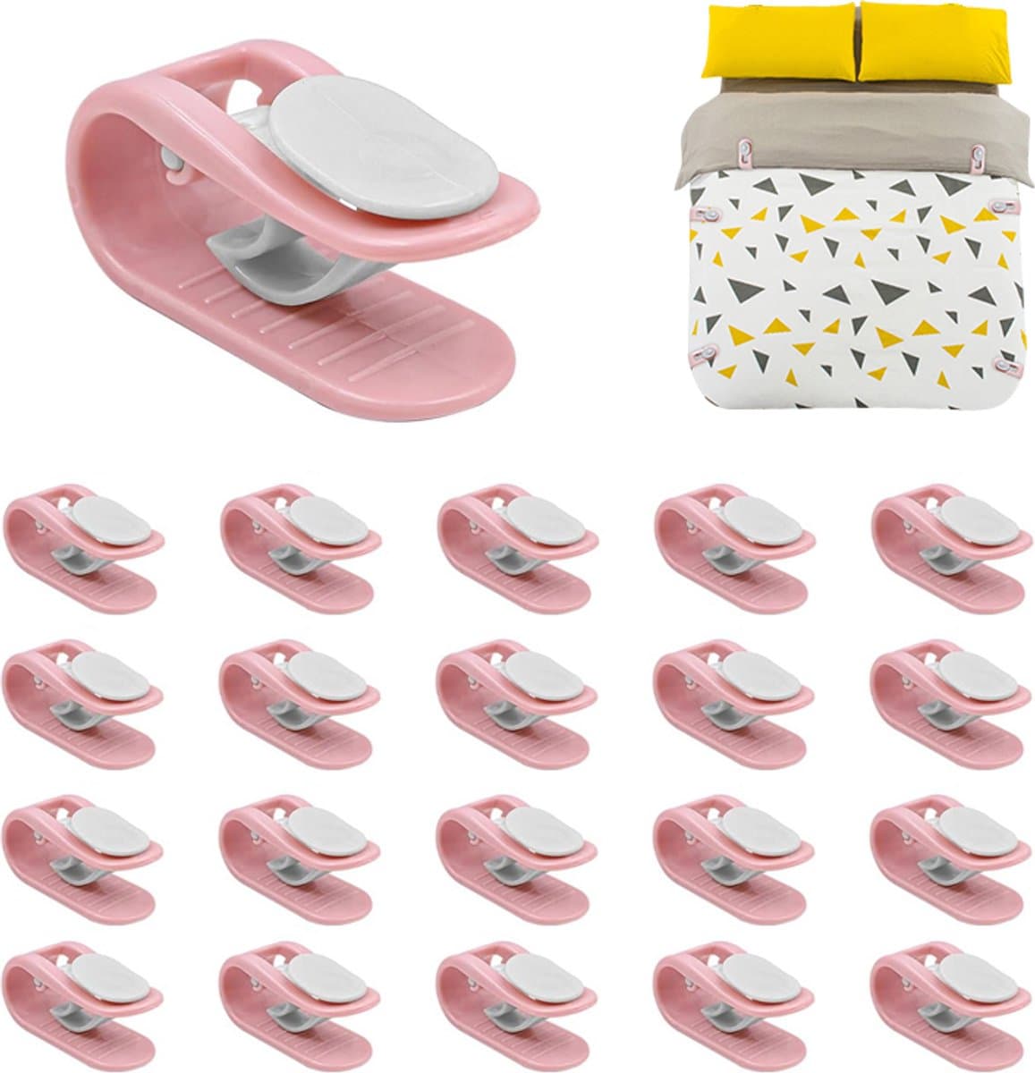 20 stuk - Dekbedclips - dekbedovertrekclips - Anti-slip Dekbedovertrek Clips - Herbruikbare - Zonder Naaien Clips voor Dekbed en Dekbedovertrek - Roze — afbeelding 1
