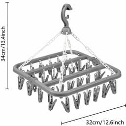VHV Sokkendroger - Droogrek - 32 Knijpers - Sokken Hanger - Wasrek Sokken - Wasrek - Droogrek - Carrousel - Droogcarrousel - Washanger - Sokkendroogrek - Grijs — thumbnail 4