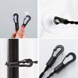 Reiswaslijn - 2 stuks - Uitschuifbare waslijn - Draagbare elastische waslijn - Winddichte hanger voor buiten kamperen - Waslijn - Voor buiten kamperen, wasdrogen - 1.5 m - Wit — thumbnail 4