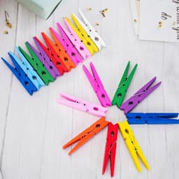 Wasknijpers Hout Kleurrijk - Houten Knijpers Veer - Kleding Ophangen - Sterke Klemkracht - 75 cm - Multicolor — thumbnail 3