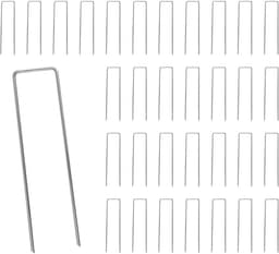 Set van 50 U-vormige grondankers, gegalvaniseerde pennen van 150 mm, ideaal voor tenten, onkruiddoek en kunstgras in de tuin — thumbnail 1