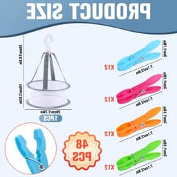 48 Stuks Kleurige Plastic Wasknijpers voor Handdoeken, Broeken, Ondergoed en Sokken - Sterke Klemmen voor Waslijn en Kledinghangers — thumbnail 5