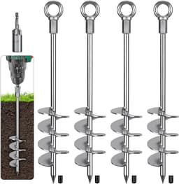 Zware Grondankers voor Tent en Trampoline - 47 cm Metaal Spiral Stake Set van 4 voor Windbestendige Bevestiging bij Camping, Schuur en Tuin met Opbergzak — thumbnail 1