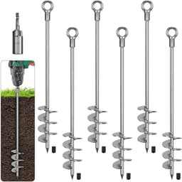 Zware Grondankers voor Tent en Trampoline - 47 cm Metaal Spiral Stake Set van 4 voor Windbestendige Bevestiging bij Camping, Schuur en Tuin met Opbergzak — thumbnail 4