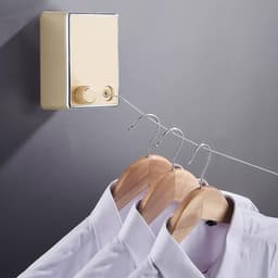Uittrekbare Waslijn - Droogkoord Binnen - Kleding Drogen - Roestvrij Staal - 4.2 Meter - Goud — thumbnail 4