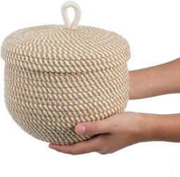 Allecto - Opbergmand - Katoenen Touw - Handgemaakt en Uniek - 21x21x17 cm - Lichtgewicht en Praktisch - Geschikt voor Bureau en Badkamer - Beige — thumbnail 4