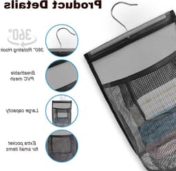 Hanging Bag voor Kledingknijpers, Opbergzak voor Squeegee en Douche, Ideaal voor Wasruimte en Balkon, Zwart — thumbnail 4