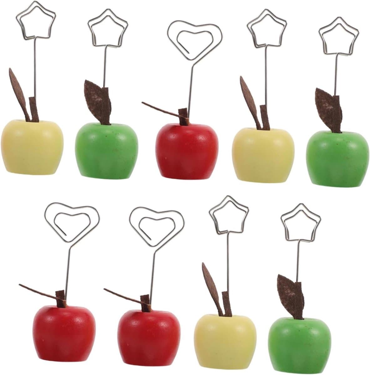 Memo Clip Houders - Notitieclips Fruitvorm - Bureau Decoratie - Stevige Houten Constructie - 9 stuks - Multicolor — afbeelding 1