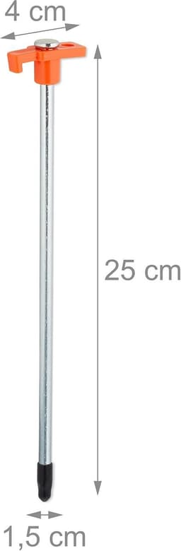 Grondpennen set van 18 met oogje 25 cm - voor kamperen - oranje — thumbnail 2
