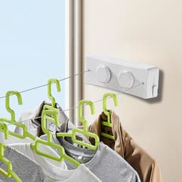 Verstelbare Binnenwaslijn met Twee Lijnen, Wandgemonteerd, Ideaal voor Balkon, Badkamer en Wasruimte, Rvs Touw voor Efficiënte Droogoplossingen — thumbnail 5