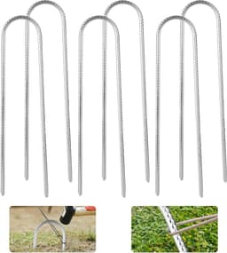Set van 6 Grondankers van 30 cm in Gegalvaniseerd Staal - Robuuste U-vormige Tentpinnen voor Beveiliging van Tenten, Schuttingen en Campinguitrusting — thumbnail 1