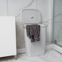 Set 'Hessian' - Wasmand 60 liter - Toiletborstel doseersysteem - Prullenbak swingdeksel - Lichtgrijs — thumbnail 2
