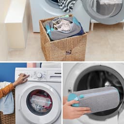 Waszak voor schoenen, herbruikbare waszak voor de wasmachine, ideaal voor het reinigen van sportschoenen, met rits, 360° reiniging, set van 2, grijs — thumbnail 3