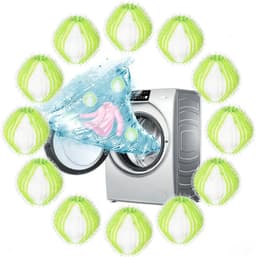SnelShoppen - 12pcs Herbruikbare Dierenharen Verwijderaar, Wasmachine Lintballen, Kattenharen Verwijderaar, Nylon en Plastic, Groen, Perfect voor Wass — thumbnail 1