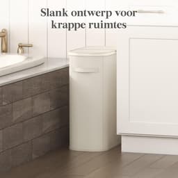 Smalle Wasmand 55L met Deksel – Opvouwbare Wassorteerder met Kunststof Frame – Grote Wasverzamelaar voor Slaapkamer & Badkamer – Wit — thumbnail 2