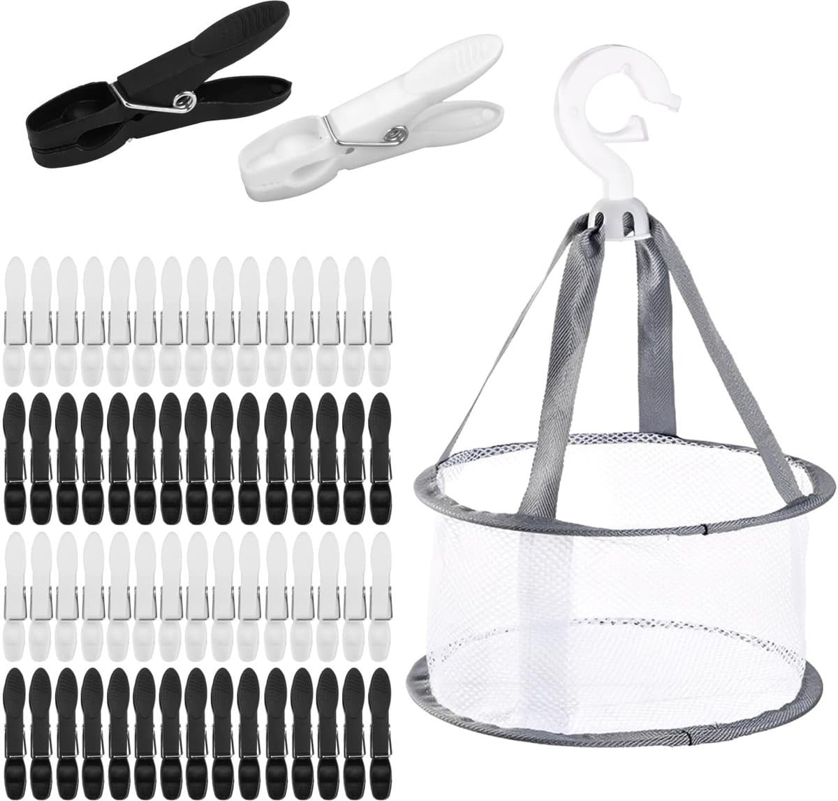 Dailygoods- Wasknijpers Set van 60 - Antislip Kunststof Wasknijpers - Wasknijpermandje - Windbestendige Wasknijpers - Beschermt Kleding - Afmetingen 7,3 x 2,5 cm - Wasknijperset — afbeelding 1