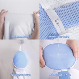 Dailygoods- Schoenwaszak met rits - 2 stuks - Wit/Blauw - Herbruikbaar - Polyester - Zachte vezels voor reiniging - Schoenentas — thumbnail 3