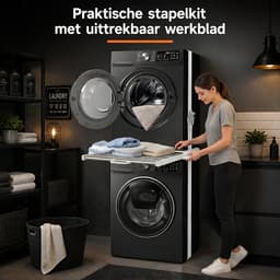 Wasmachine Stapelkit - Droger Stapelrek - Verstelbaar Wasmachine Verbindingsframe - Wit - Geschikt Voor 24 Tot 29 Inch Wasmachine En Droger — thumbnail 2