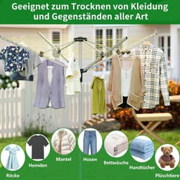 Droogmolen Buiten - Waslijnmolen - Kleding Drogen - Extra Lange Lijn - 50 Meter - Zilver Grijs — thumbnail 2